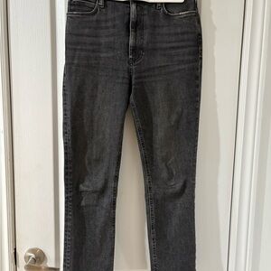 DSTLD Straight Leg High Rise Cropped Charcoal Grey Jeans